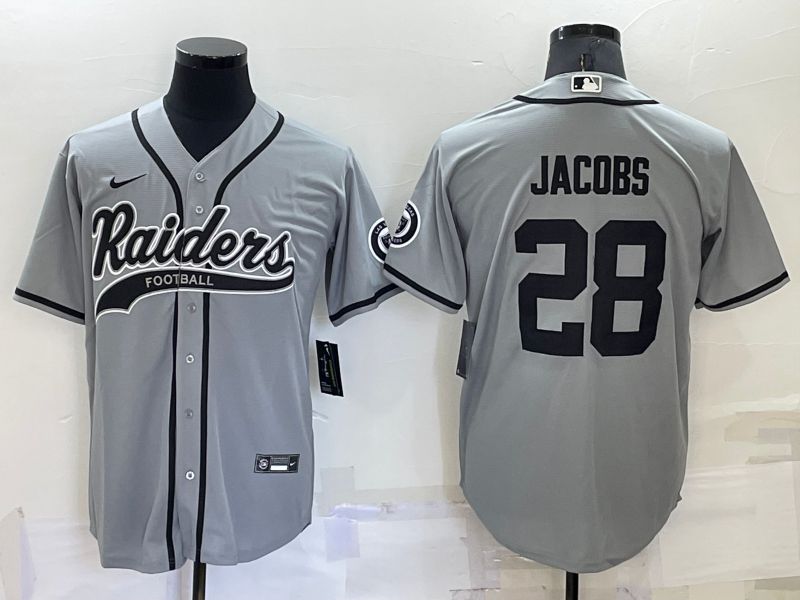 Men Oakland Raiders 28 Jacobs Grey 2022 Nike Co branded NFL Jersey